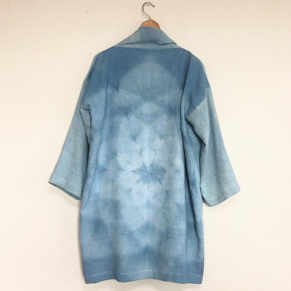 正藍染の羽織り / ヘンプ100% / 長袖カーディガン /和装 禅 6枚目の画像