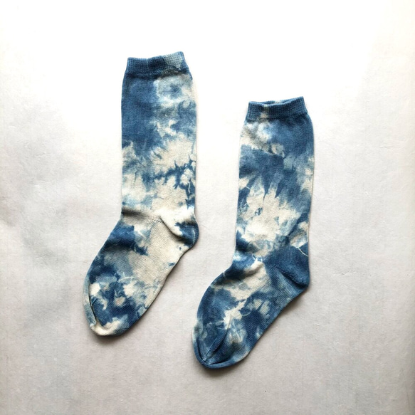 オーガニックコットンの正藍染くつ下/冷えとり靴下 2枚目の画像