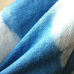 【送料無料・受注製作】藍染めイレギュラーボーダー/サイド切り替えリネンフレアワンピース 8枚目の画像