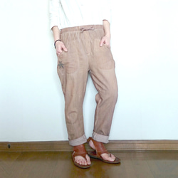 リネンのゆったりもんぺ　柿渋色 リネンのゆったりもんぺ 柿渋色 リネンのゆったりもんぺ 柿渋色 ロング