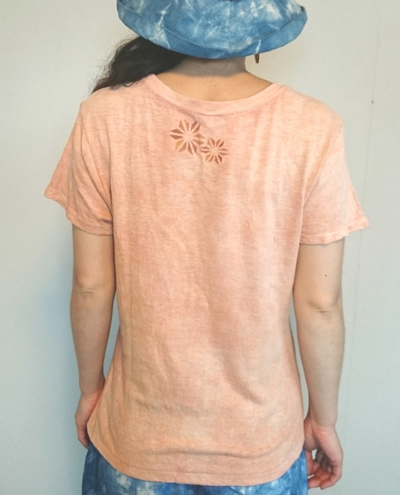 【3/5まで送料無料】M/べんがら染 曼荼羅 Hemp Organic Cotton/麻Tシャツ 2枚目の画像