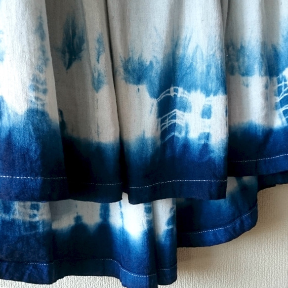 藍染め麻混フィッシュテールロングスカート/凪の海 8枚目の画像