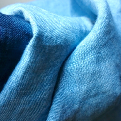 【送料無料】藍染め凪の海リネン100%ノースリーブロングワンピース/裾絞り染め 8枚目の画像