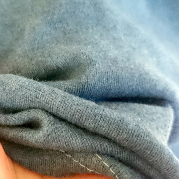 藍染め丈長クルーネック厚手カットソー/麻の葉ポケットとアームウォーマー付き 9枚目の画像
