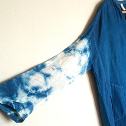 藍染め曼荼羅(小)クロシェ付きドルマンワンピース 5枚目の画像