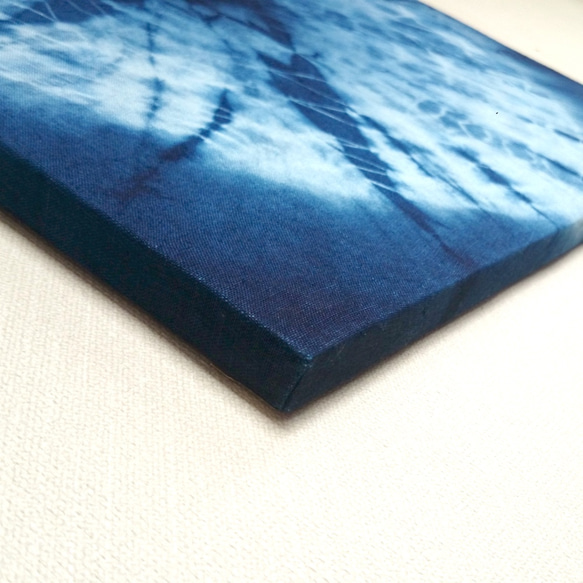 【SALE】絞ファブリックパネル/藍染め/530×530mm 3枚目の画像