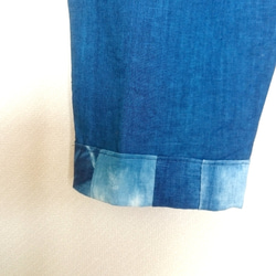 【送料無料】藍染めセットアップ/リネン100%/ゆったりワンピース&パンツ 9枚目の画像