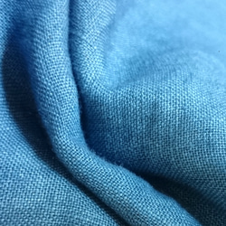 【送料無料】藍染めリネン100%フレアスカート/パッチワークポケット 5枚目の画像