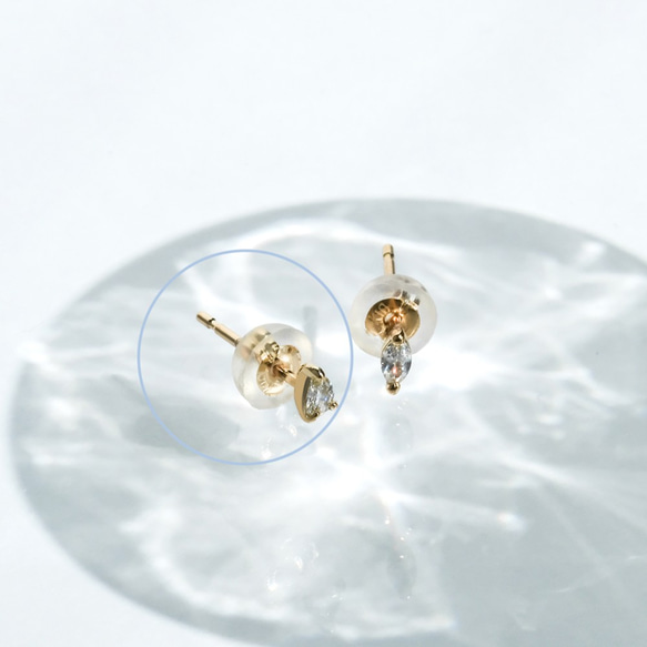 ハンドメイドの入りコン沢のピアス　片耳用 18K（片耳）K18YG中折れフープピアス K18金ダイヤモンドカット