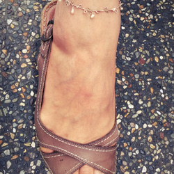 《受注製作》Anklet, Tatting_Leaves_silk(silver) 4枚目の画像