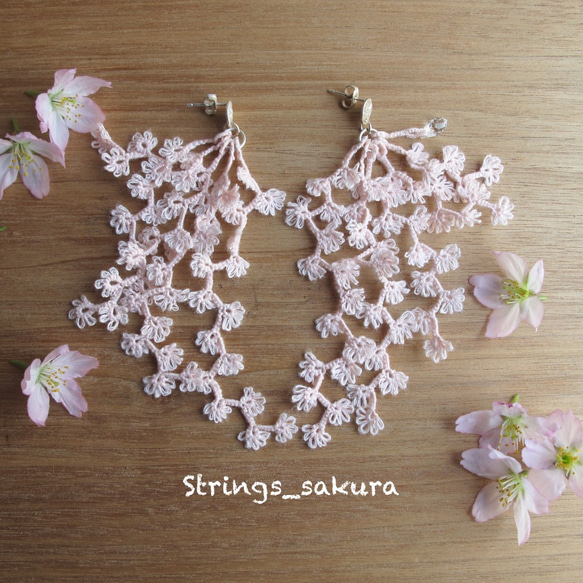 Pierces, Tatting Jewelry Flower strings_sakura 2枚目の画像