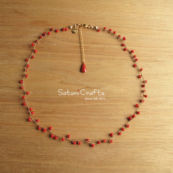 Necklace, Beans (Coral)35-40cm 2枚目の画像