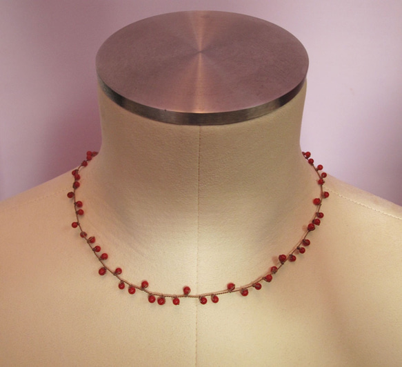 Necklace, Beans (Coral)35-40cm 3枚目の画像