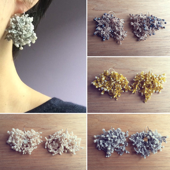 【受注製作】Pierces,Tatting Inflorescence_purple 3枚目の画像