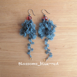 【受注製作】Pierces, Tatting Blossoms_blue+red 1枚目の画像