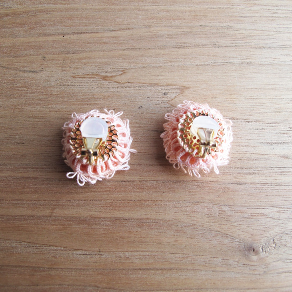 《受注製作》Earrings , Tatting Flower_ shell pink 2枚目の画像