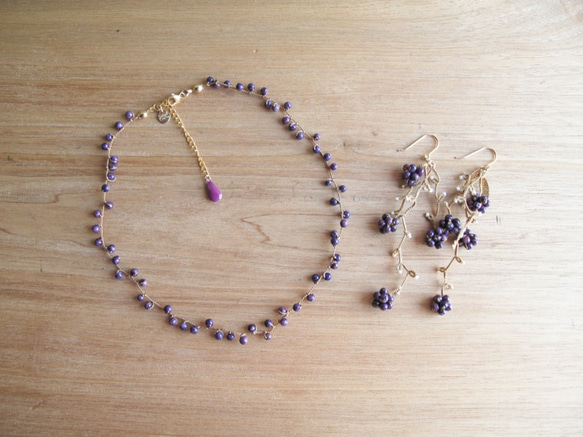 Necklace, Beans (purple) 2枚目の画像
