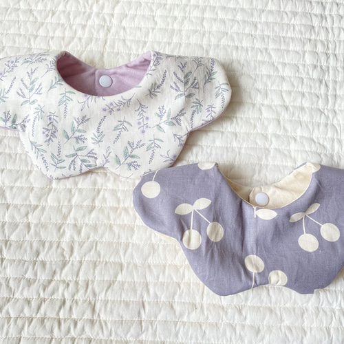 2枚セット》360°花びらスタイ＊ダブルガーゼ＊リバーシブル