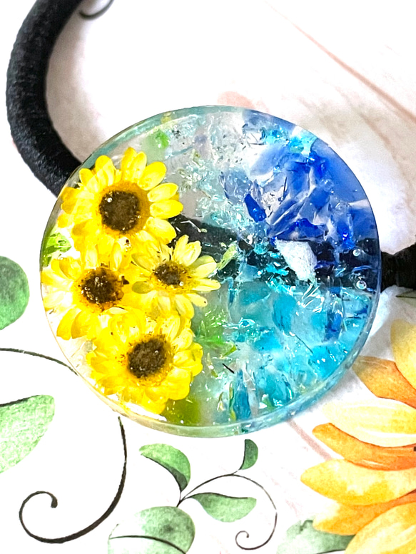 ひまわりとシェル 大人シンプル ヘアゴム ひまわりとシェル 大人シンプル ヘアゴム ひまわりとシェル 大人