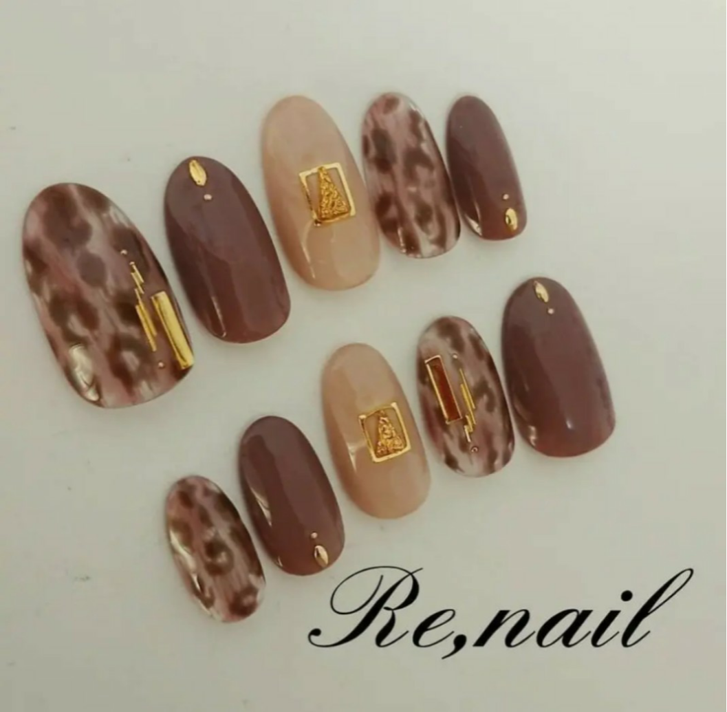 RRR's 【ネイルチップ販売】 再販 cocoa × leopard ネイルチップ（つけ爪） Re,nail 通販