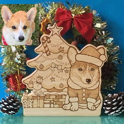 【オーダー専用】木製　愛犬サンタとクリスマス 1枚目の画像