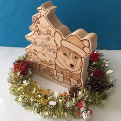 【オーダー専用】木製　愛犬サンタとクリスマス 2枚目の画像