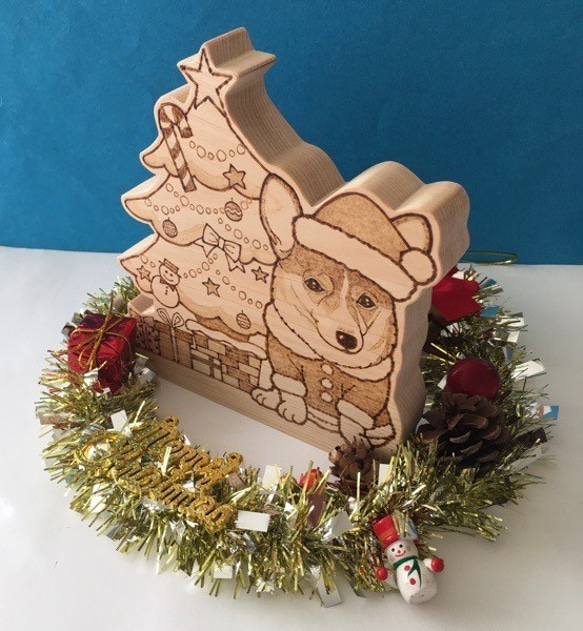 【オーダー専用】木製　愛犬サンタとクリスマス 2枚目の画像