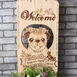 【オーダー専用】木製　愛犬とお出迎えウェルカムボード　結婚式 1枚目の画像
