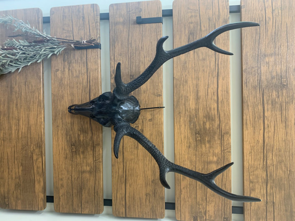 【鹿骨】ヘッドスカル　ブラック 3枚目の画像