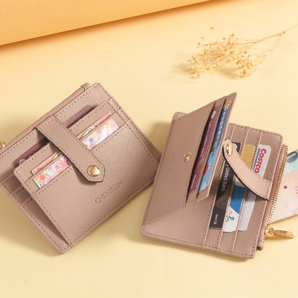 9卡證件票卡夾卡包 裸粉 CHENSON真皮 (W19020-U) 禮物 財布 ラッピング 第1張的照片