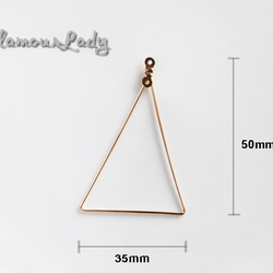 2色/４個セット  35*50ｍｍ　ゴールド＆シルバー三角　 ピアスワイヤーパーツ 2枚目の画像