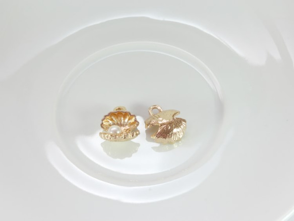 【再販】15*14ｍｍ ゴールド真珠貝 チャーム  6個セット 4枚目の画像