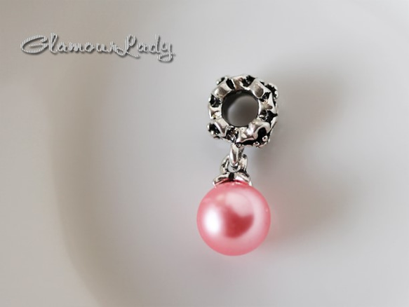 4個セット　23*8ｍｍ　ライトピンク真珠のチャーム 2枚目の画像