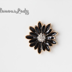 2個セット  直径23ｍｍ  キラキラストーン蕊のブラックお花　　デコレーションパーツ　 1枚目の画像