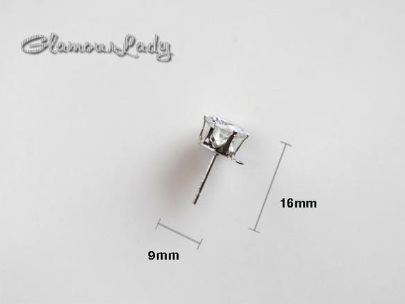 10個セット　　　8ｍｍCZキュービックジルコニア　　9*16ｍｍシルバーピアスパーツ 2枚目の画像