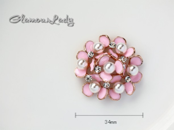 2個セット  ピンクお花のカタマリ　　デコレーションパーツ　34ｍｍ 2枚目の画像