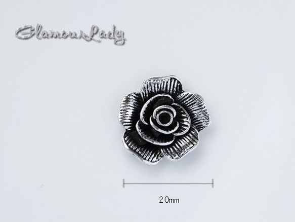 20ｍｍ　バラの花　アンティークカラーデコレーションパーツ  １色/６個/セット　 2枚目の画像