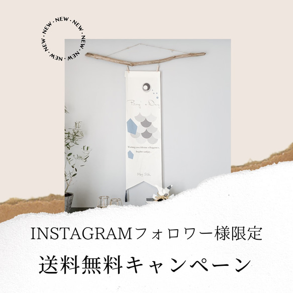 【Instagramフォロワー様限定送料無料】こどもの日 タペストリー 『 KOINOBORI / WHITE 』 1枚目の画像