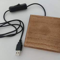 USB木製コースターライト　チークカラー 4枚目の画像