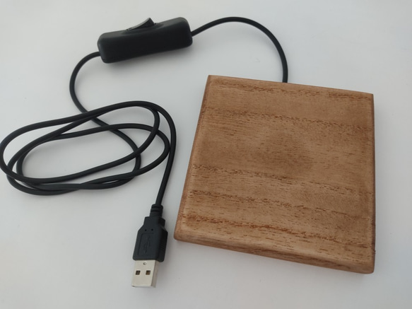 USB木製コースターライト　チークカラー 4枚目の画像