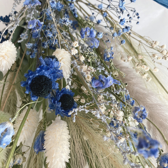 初夏ブルー　ドライフラワー 花束 ・ナチュラルスワッグ　40センチ 2枚目の画像