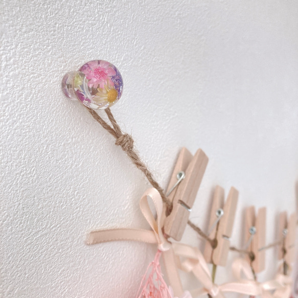 ドライフラワーブーケ　Ｌサイズ　スワッグ　45センチ　クラスペディア、紫陽花、ススキ 2枚目の画像