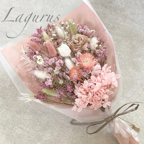 母の日遅れてごめんね♡dry flower pink スワッグ　35センチ　母の日　誕生日　花束　贈呈　両親 1枚目の画像