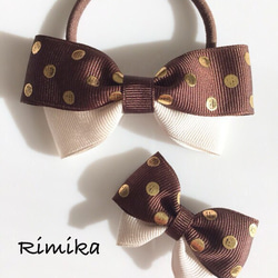 選べる2点セット＊【ベビー&キッズ】ゴールドドットリボン☆ヘア