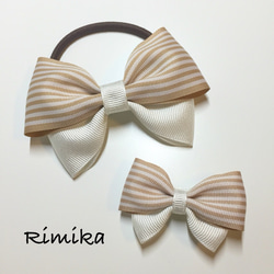 ベビー&キッズ】ピンクドットリボン☆ヘアクリップ ＊滑り止め付き