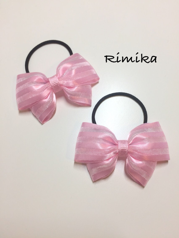 オーガンジー　ストライプ　リボン　ヘアゴム オーガンジー ストライプ リボン ヘアゴム 【公式通販】