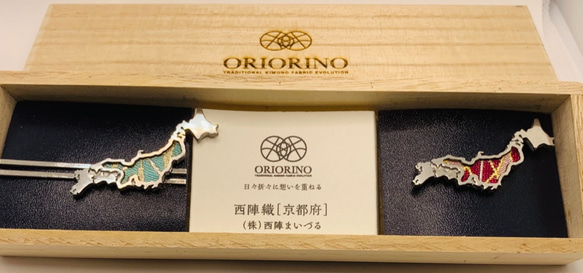 ORIORINO（日本型ピンバッジ×タイピンセット）西陣織（京都府） 2枚目の画像