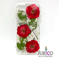 赤い薔薇とかすみ草の押し花スマホケース　全機種対応/iphone/GALAXY/AQUOS/xperia/pixel 4枚目の画像