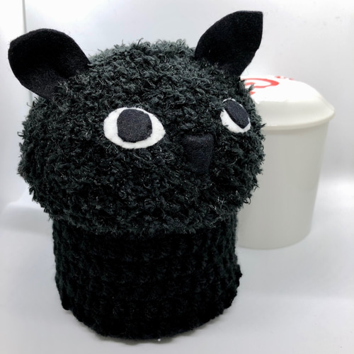 ペットの猫のお骨入れ（骨壺）カバー/PetPot アーモンドアイ黒猫