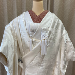 半衿・婚礼用　　　白赤市松柄 はんえり 2枚目の画像